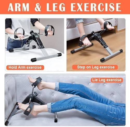 TABEKE Under Desk Bike Pedal Exerciser, Fully Assembled Folding Pedal Exerciser for Arm and Leg Workout, Portable Sitting Desk Cycle with LCD Screen Displays 26526