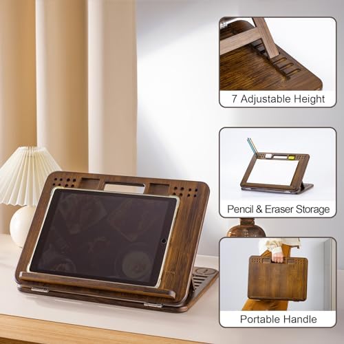 StrongTek Bamboo Tabletop Easel, 6-Angle Drawing Board for Desk and Lap