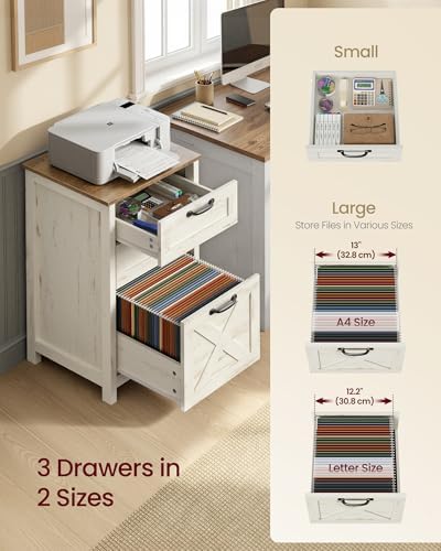 VASAGLE File Cabinet, 3-Drawer Filing Cabinet for Home Office