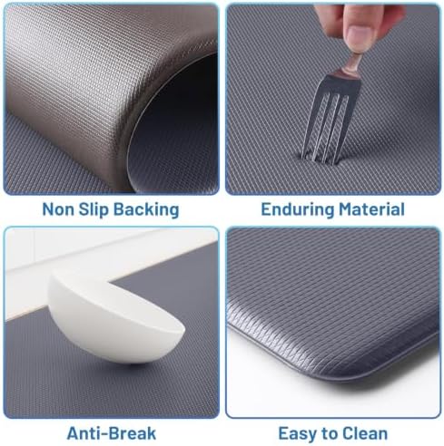 StepLively Kitchen Mat for Floor 2 PCS, Anti Fatigue Rugs, Grey