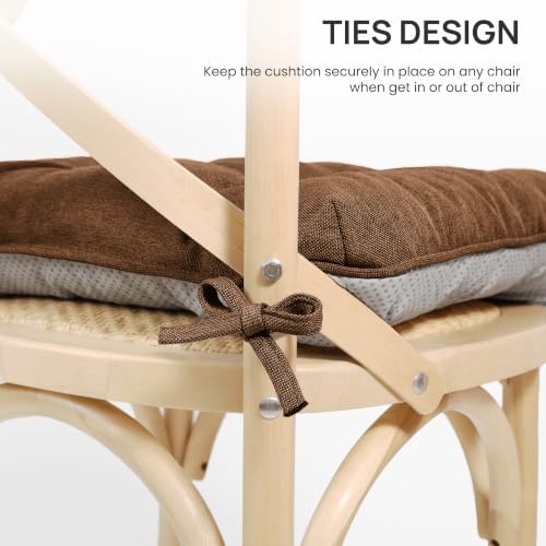 Love's cabin Memory Foam Chair Cushions Set of 4, 19 Inch, Brown