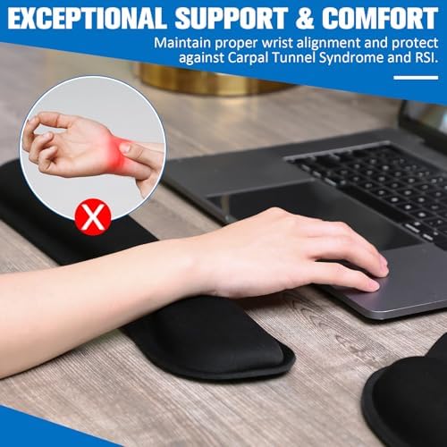 Yunsailing 8 Pcs Ergonomic Mouse Pad and Keyboard with Wrist Support Set