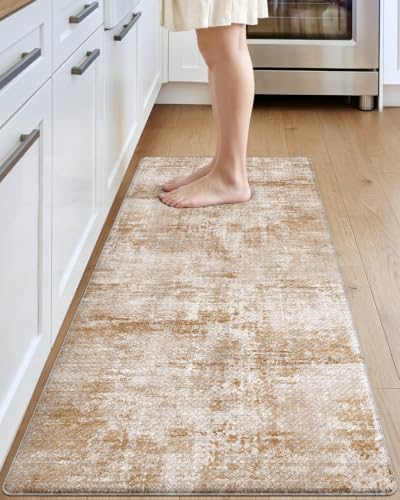 DEXI Kitchen Floor Mats Cushioned Anti Fatigue Runner, 23x86 Light Brown