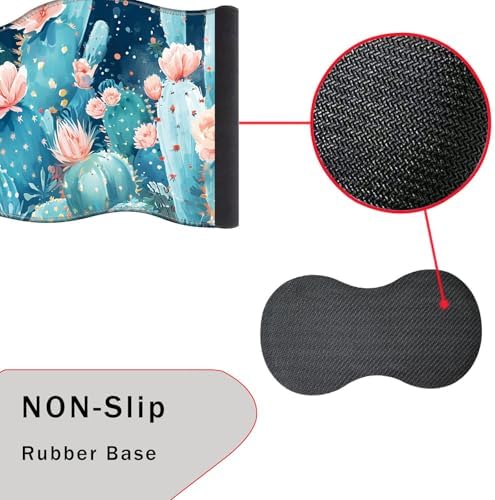 Mouse Pad with Wrist Support + Desk Mat + Coaster 3 in 1 Set, XXL Large Gaming Mousepad Ergonomic Mouse Pads for Desk Computer Laptop Office,Cute Cactus