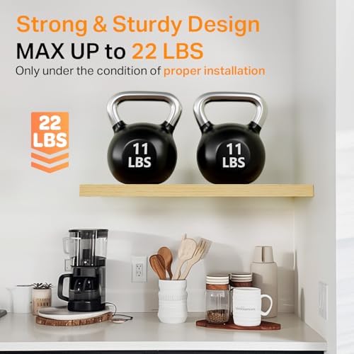 BAYKA Light Oak-Toned Floating Shelves 15.7in, Set of 3, Wall Mounted Shelf