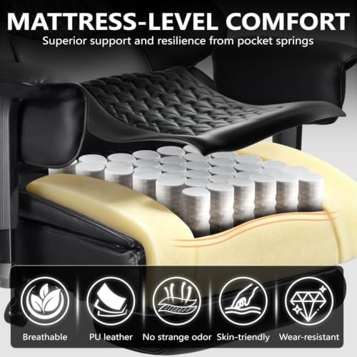 PRETZI Big and Tall Office Chair, High Back Ergonomic Desk Chair 400 LBS