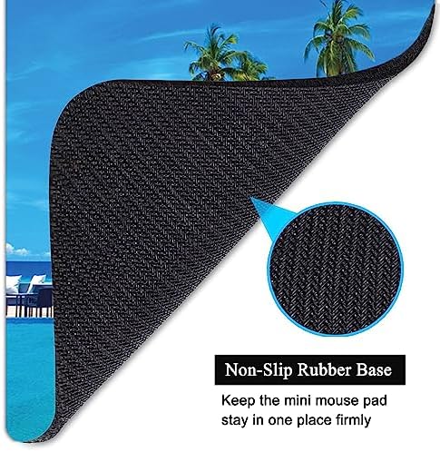 Small Mouse Pad, Mini Mouse Pad 6 X 8 Inch with Non-Slip Rubber Base for Keyboard Tray Laptops Wireless Mouse Home Office Travel, Washable & Portable (Seaside Vacation Scenery)