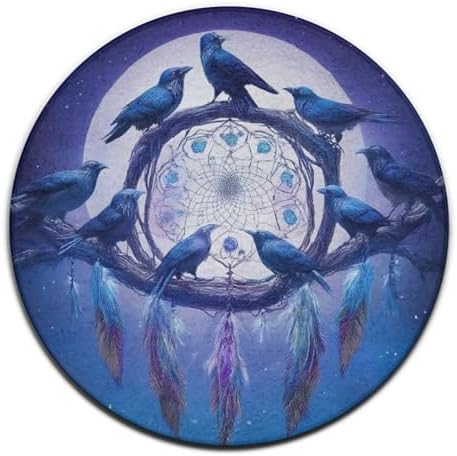 Highly Premium Quality Floor Mat, Office Chair Decor Mat, Room Sofa Yoga Soft Round Carpet Dream Catchers and Raven, 36inch