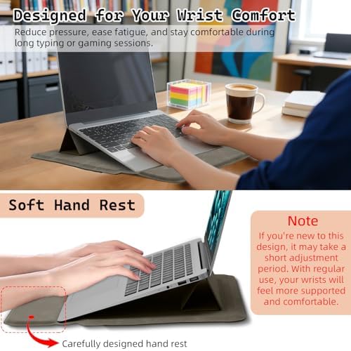 15-16 Inch Laptop Sleeve Case with Stand Feature, Matte PU Leather