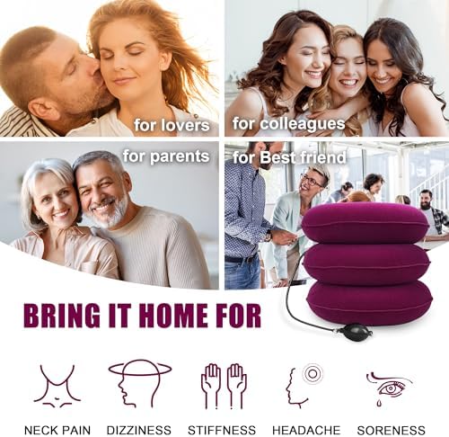 RUNZI Cervical Neck Traction Device Inflatable Neck Stretcher, Easy to Use for Chronic Neck and Shoulder Pain Relief Traction Spine Alignment, Neck Cervical Brace