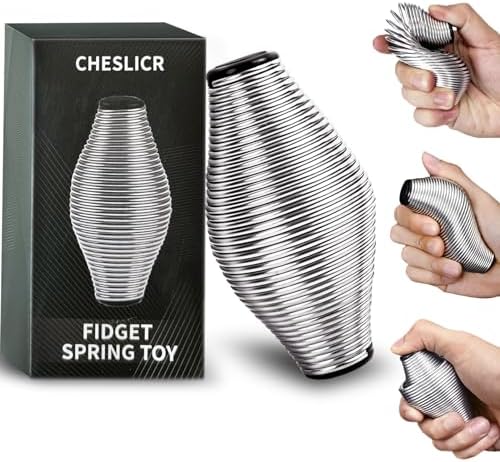 CHESLICR Metal Fidget Spring Toys, Adults 20LB Stainless Steel Stress Ball Cool Gadget Office Desk Silent ADHD Anxiety Relief Item Stocking Stuffer Gift for Teen Boy Men