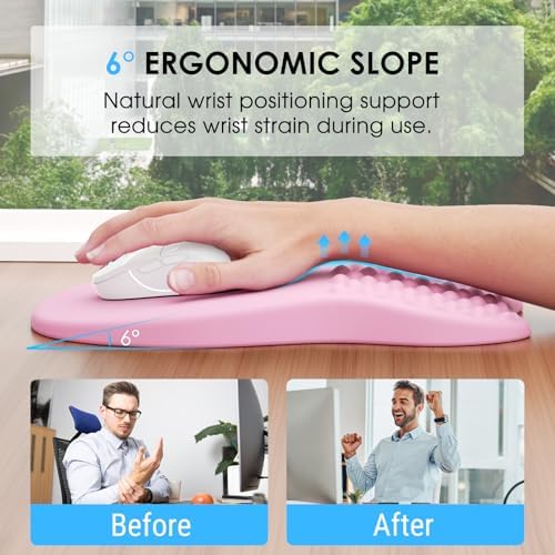 MROCO Ergonomic Mouse Pad with Wrist Support, 11.8 x 7.8 in, Pale Pink