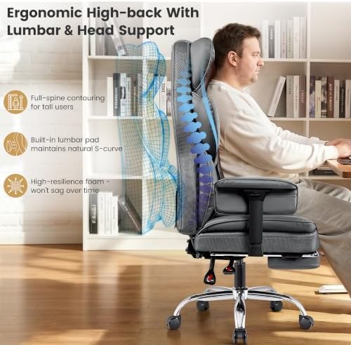 Big and Tall Office Chair 500 lbs, 23.6" Wide Seat,PU Leather