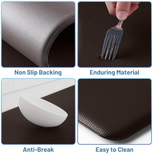 StepLively Kitchen Mat for Floor 2 PCS, Anti Fatigue Rugs, Chocolate