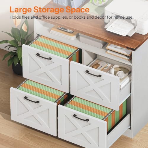 HOOBRO 4 Drawer File Cabinet, Farmhouse Filing Cabinet, Printer Stand
