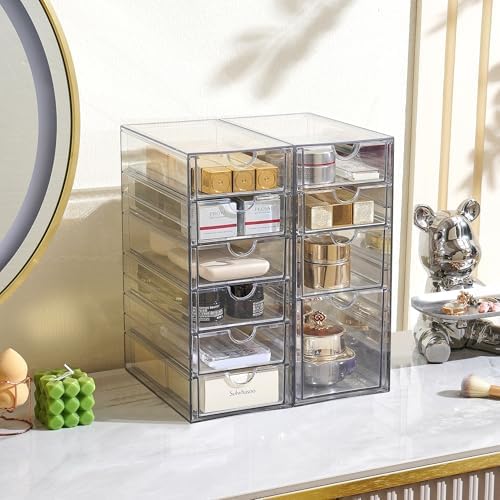 Prsildan Hair Accessories Organizer Acrylic Drawer with 10 Drawers