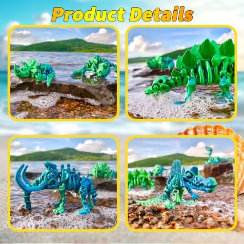 6pcs 3D Printed Dinosaur Skeletons, Flexible，Articulated T-Rex Fidget Toys,Large，3D Printed Animals,Desk Executive Toy，Easter Eggs Basket Stuffers,Toys for Boys Kids Teen Girl 5-7 4-6 8-12