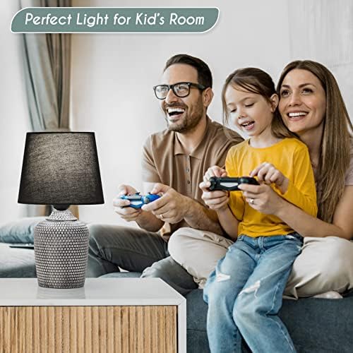 11.8’’ Small Table Lamps Set of 2 for Bedroom Kid’s Room Home Office, Black