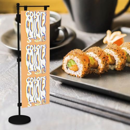 Melting Colors Colorful Deluxe Desk Flag Set, 12 x 4 Inch Miniature Table Flag with 14" Pole & Stand Base