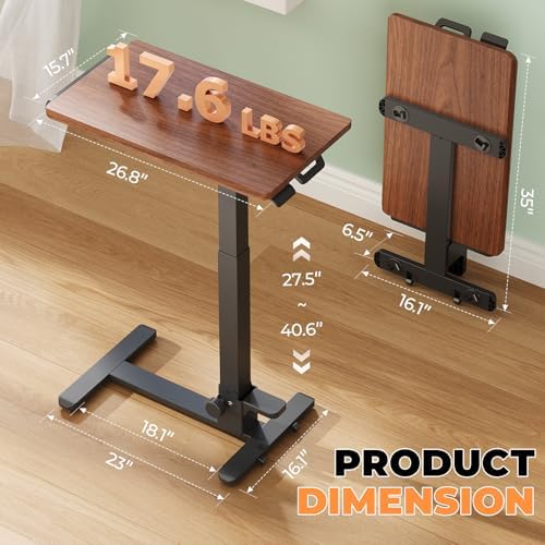 27" Foldable Standing Desk, No-Assembly Needed, Dark Wood
