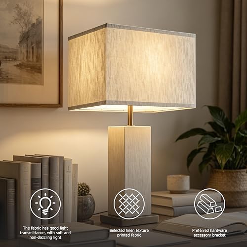 GO&SO Large Rectangle Lamp Shades Set of 2,16"L x 8"W x 10"H Gray Lampshade