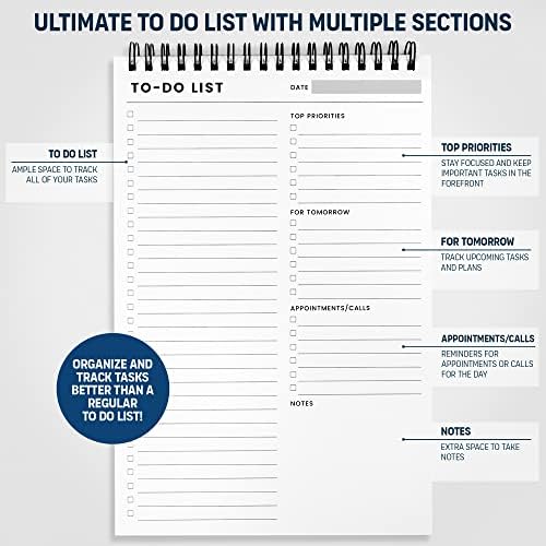 To Do List Notepad 3 Pack with Multiple Functional Sections, Daily Planner