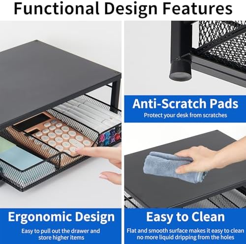Computer Monitor Stand for Desk, Small Laptop Stand Riser, Black