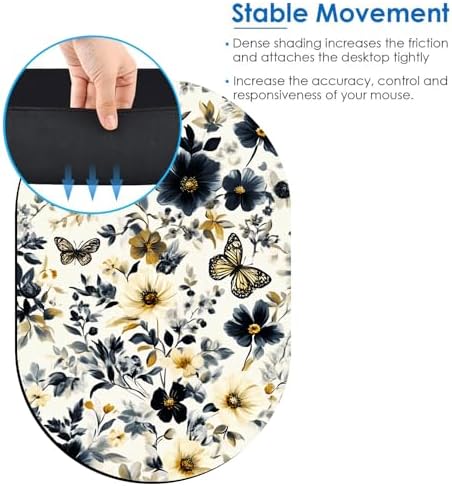 Small Mouse pad, Portable, Waterproof Non-Slip Rubber Bottom, Suitable for Wireless Mouse, Laptop Keyboard Tray for Both Men and Women, Office Travel 7.1x10.6in，Floral with Butterflies