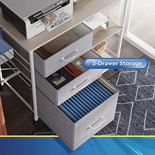 DEVAISE 3 Drawer Mobile File Cabinet, Fabric Lateral Filing Cabinet