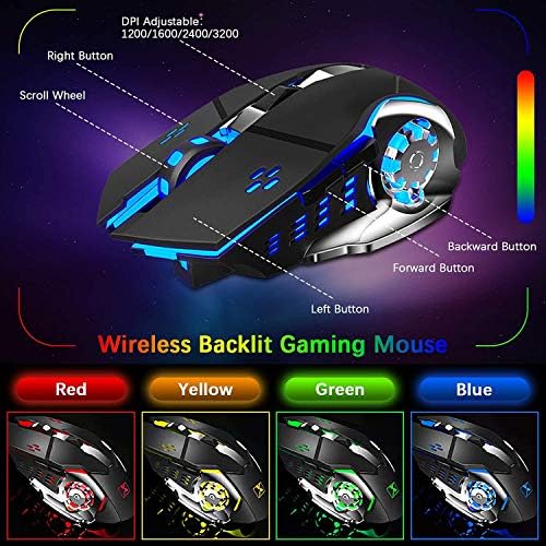 Wireless Gaming Membrane Keyboard Mouse and Bluetooth Headset Kit-Black RGB
