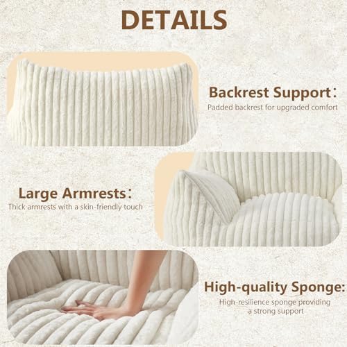 Achicsofar Bean Bag Chair for Adults Teens, Comfy Faux Fur Beanbag Armchair