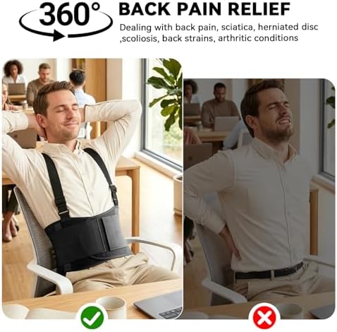 Work Back Brace for Men & Women, Adjustable Lower Back Support Belt
