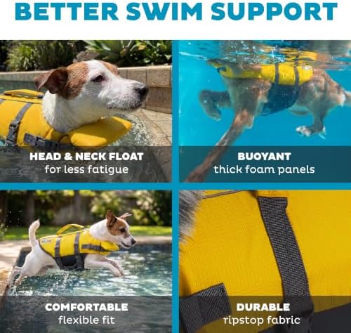 Outward Hound Granby Splash Dog Life Jacket, Life Vest, Yellow, Small