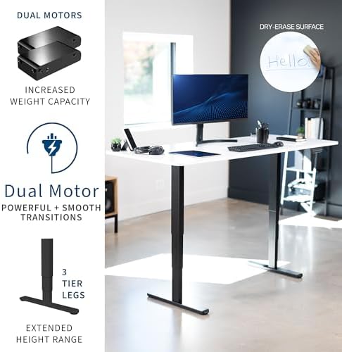 VIVO White Dry Erase 71 x 30 in Standing Desk, DESK-KIT-2B7WE