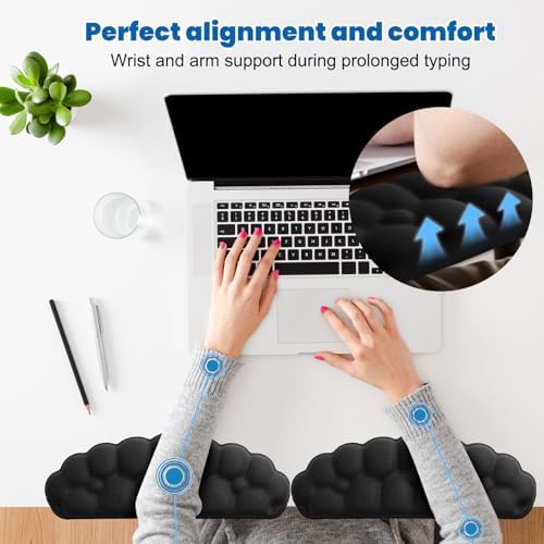 Arm Rest for Desk, Cloud L-Shaped Memory Foam Elbow Pads with Non-Slip Base, 2-Piece Ergonomic Desk Edge Cushion & Wrist Rest for Computer Keyboard, Office and Home Use