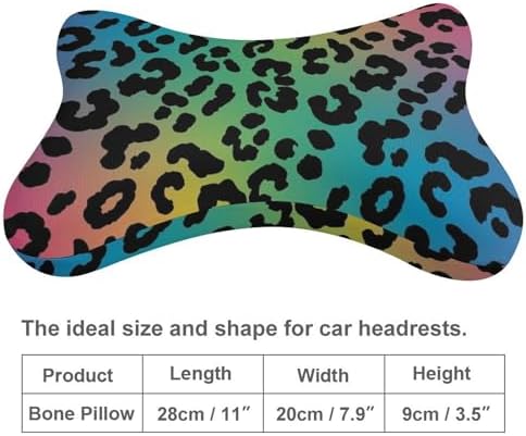 Car Neck Pillow 2 Pack Rainbow Cheetah Leopard Print Memory Foam Headrest for Car Seat Airplane Sleeping Office Business Trip