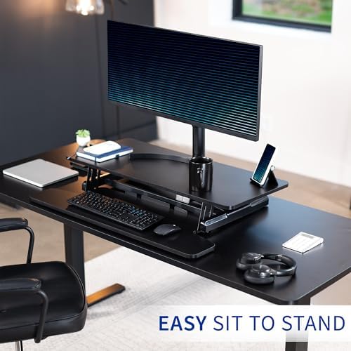VIVO Black 36 inch Electric Desk Converter, DESK-VE36B