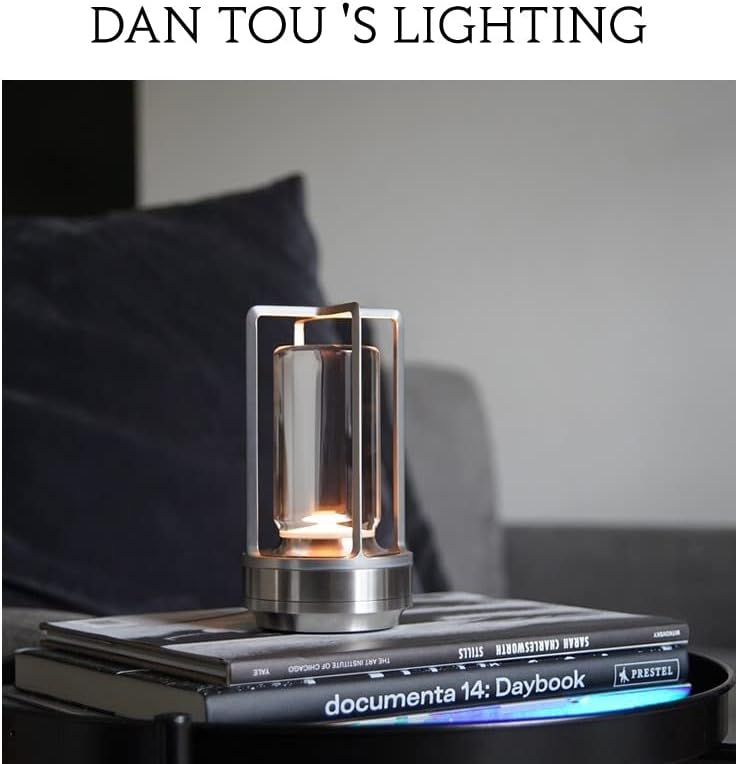 Rechargeable Cordless Small Metal Table Lamp, Stepless Dimming, 3-Color