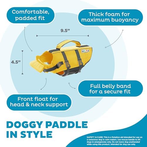 Outward Hound Granby Splash Dog Life Jacket, Life Vest, Yellow, X-Small
