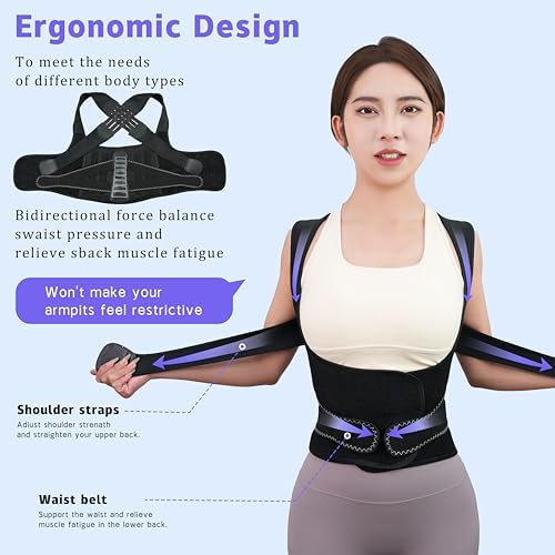 Back Brace Posture Corrector for Women and Men Vertical Alignment System, Lower Back Pain Relief, Back Straighter Instant Posture Corrector - Scoliosis （S）