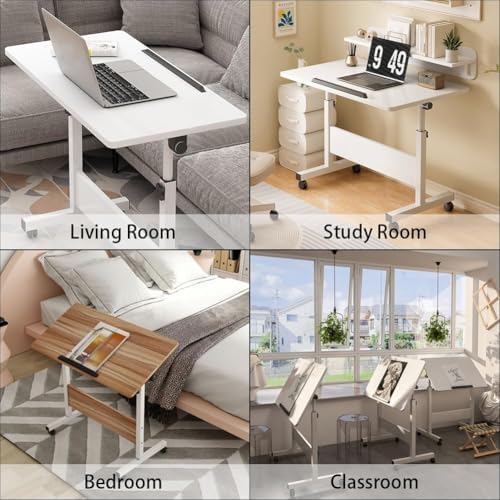 Takywep Adjustable Height Rolling Standing Desk, Mobile Foldable Sit Stand Workstation with Wheels for Laptop, Small Space Home Office Computer Table