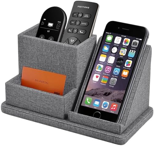 Multi-Function Pen Holder,Pencil Cup,PU Leather Desk Organizer,Grey