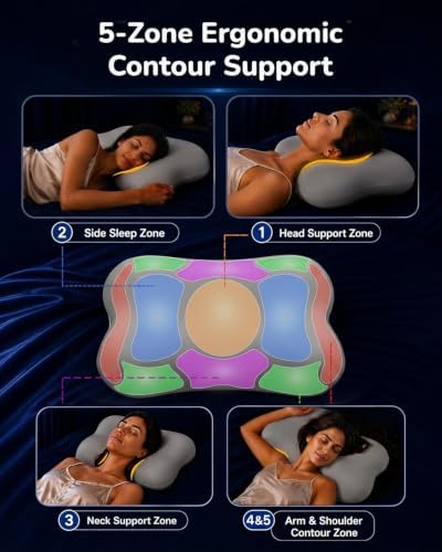 Cervical Neck Pillow for Sleeping, Memory Foam Pillows, Grey