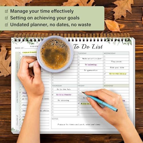 TREES Weekly To-Do List Notepad, 52-Week Desk Planner Organizer, 8.5" x 11"