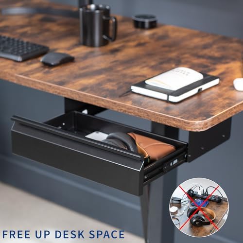 VIVO Black 16 x 9 in Slide Out Drawer with Power Strip, DESK-DR16-BP