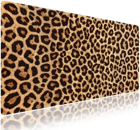 Retro Leopard Print Large Mouse Pad, Vintage Animal Skin Grain Desk Mat