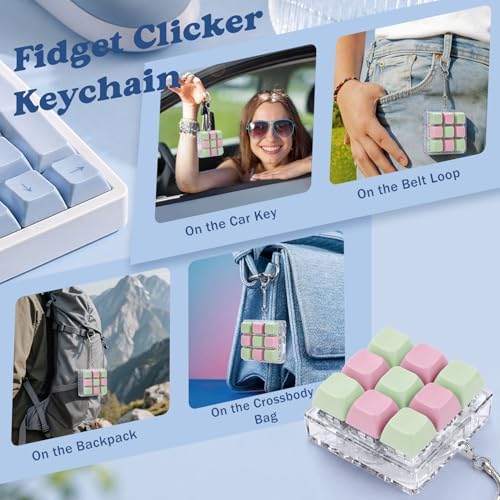 Keyboard Fidget Toy, Creamy Fidget Clicker Keyboard Fidget Keychain, Button Fidget Gifts for Adults, Boost Focus & Ease Anxiety Anywhere — Perfect Stress-Relief Gift (3×3 Grid Layout Y)