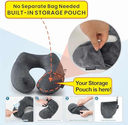 Keemall Inflatable Neck & Shoulder Travel Pillow for Airplane Naps