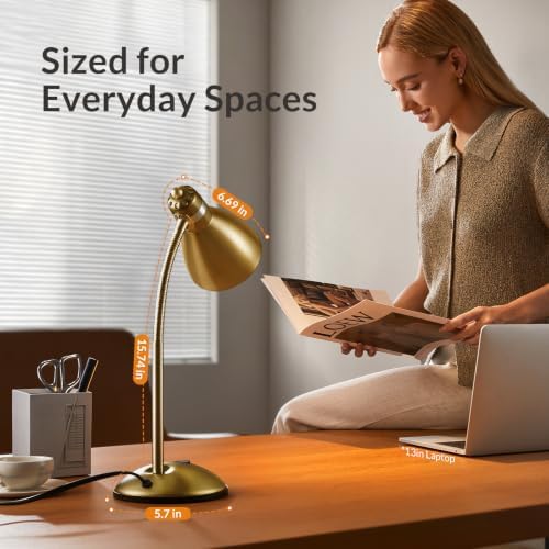 LEPOWER Metal Desk Lamp, Adjustable GooseNeck Reading Light for Bedroom