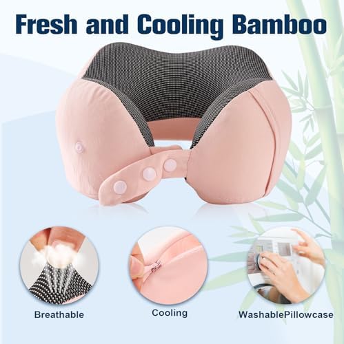 Cirorld Neck Pillow for Traveling, Travel Pillows for Airplanes Light Pink